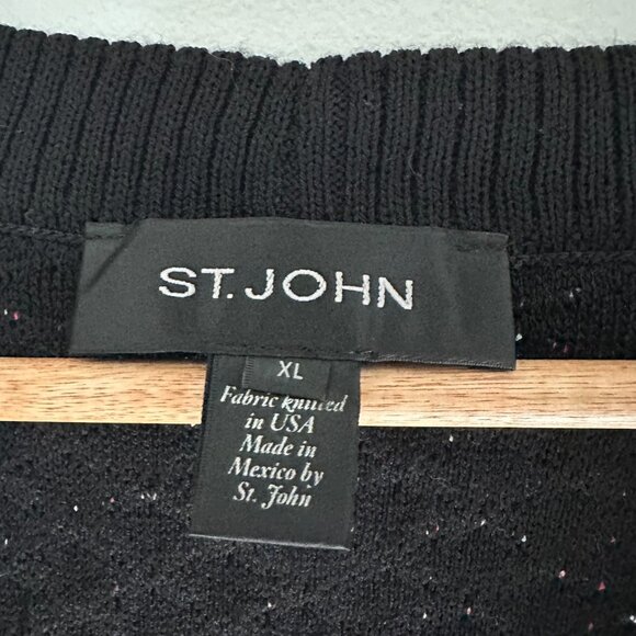 St. John Knits Regatta Caviar Tweed Knit Cardigan Jacket Wool Blend - XL - Picture 5 of 7